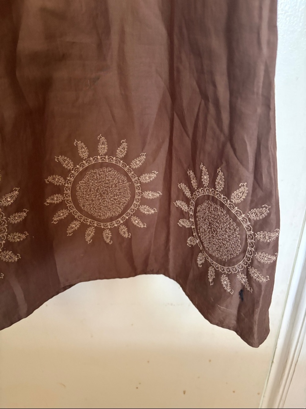 LOFT Brown Midi Sundress with Embroidered Hem - Picture 3 of 5